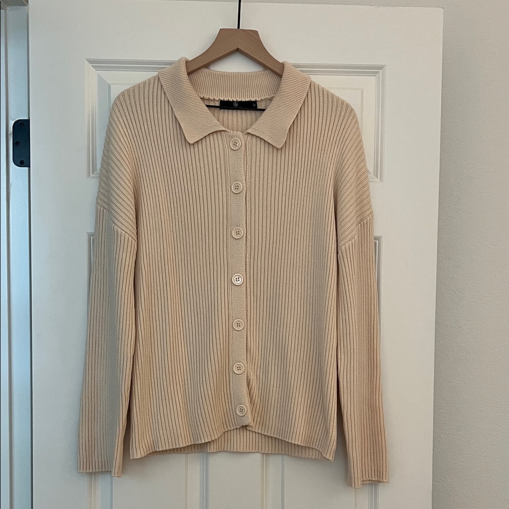 Elegant Beige Button-Up Cardigan